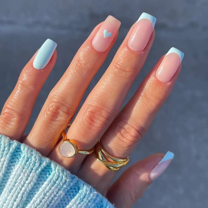 Light Blue French Tip Nails: Blue French Tip Acrylic Nails You Should Try