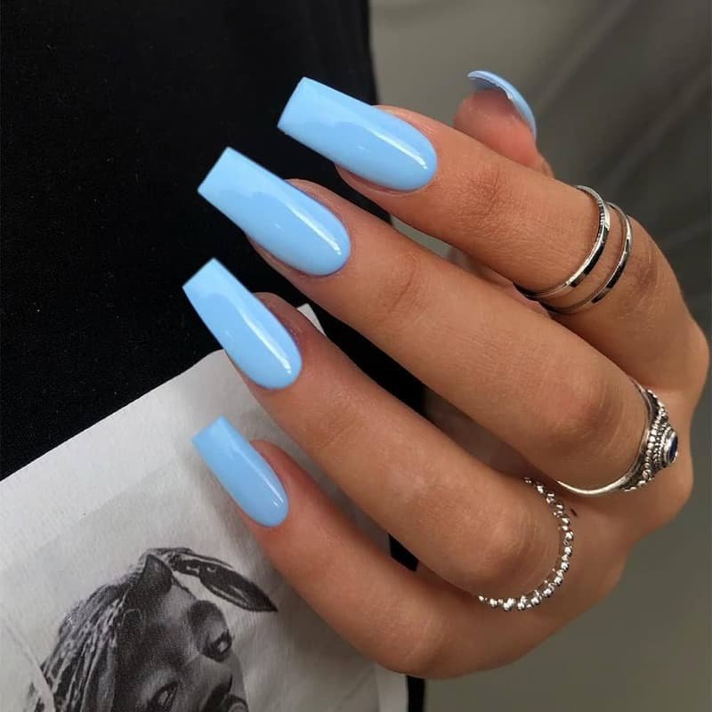 Long Light Blue Nails: Sky Blue Nail Designs